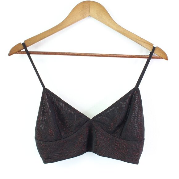 Revolve by the way. Metallic Shimmer Crop Cami Black Red Size S - Picture 1 of 7
